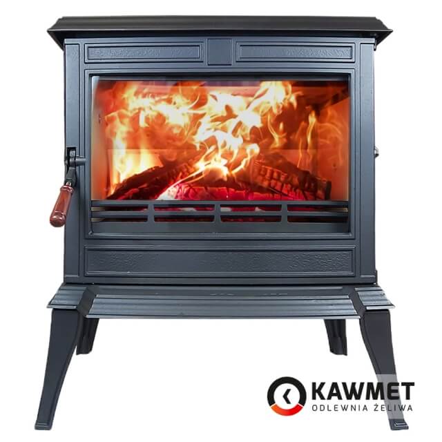 Чугунная печь KAWMET Premium ATHENA S12 ECO 12.3 кВт на дровах с вермикулитом