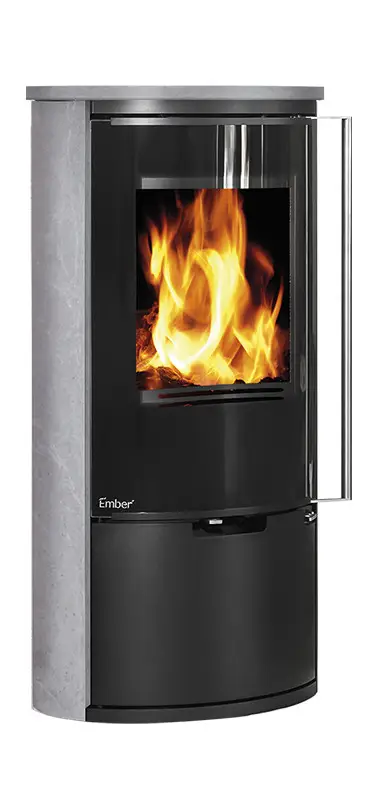 Піч-камін з каменю Ember E14 VG Serpentino 6 кВт на дровах