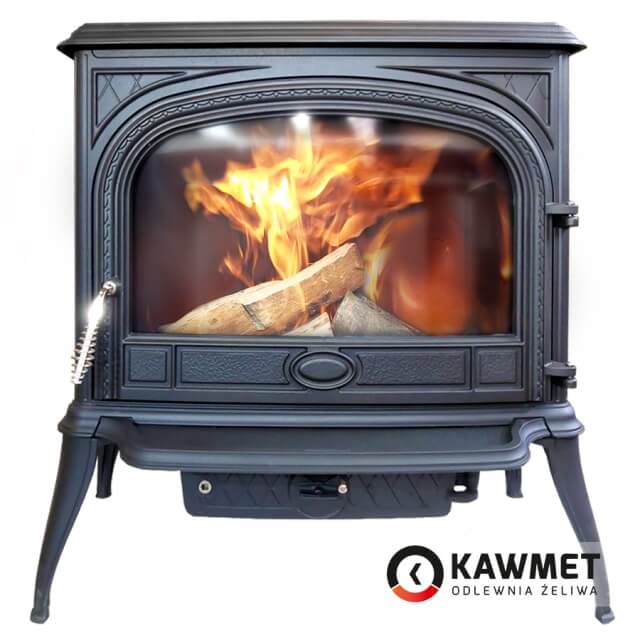 Чугунная печь KAWMET Premium SPHINX S6 ECO 13.9 кВт на дровах с панорамным стеклом