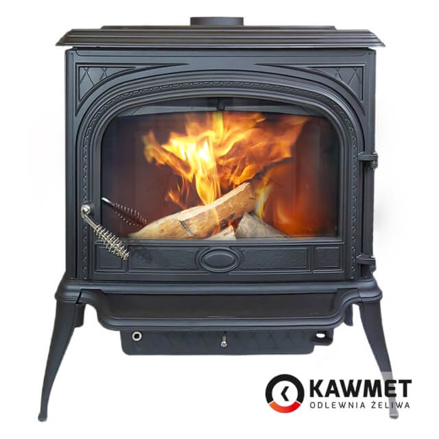 Чугунная печь KAWMET Premium NIKA S5 ECO 11.3 кВт на дровах с панорамным стеклом