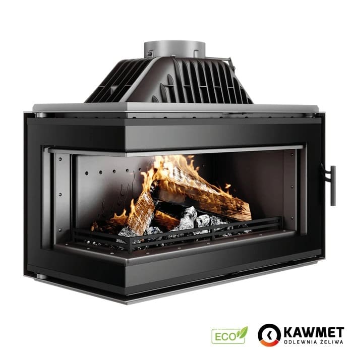 Кутова чавунна камінна топка KAWMET W16 LB Black ECO 13.5 кВт (ліва)