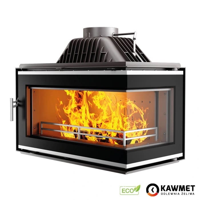 Угловая чугунная каминная топка KAWMET W16 PB ECO 13.5 кВт (правая)