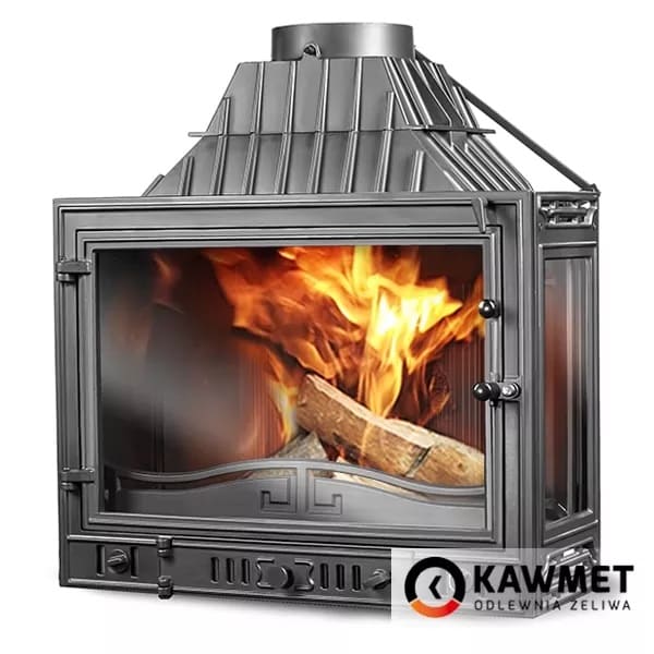 Кутова чавунна камінна топка KAWMET W3 PB 16.7 кВт з правим склом