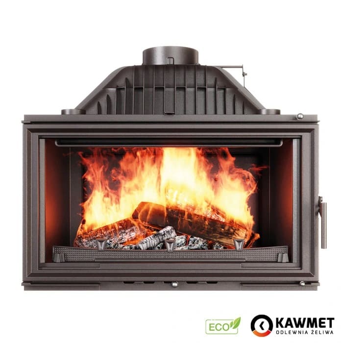 Чугунная каминная топка KAWMET W15 ECO 16.3 кВт с прямым стеклом