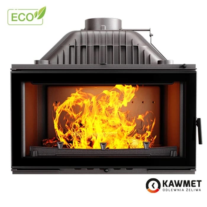 Чугунная каминная топка KAWMET W16 Black ECO 16.3 кВт с чёрным стеклом