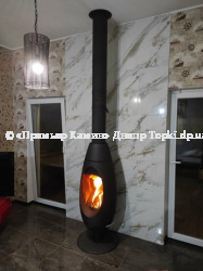 Печь камин в стиле LOFT Invicta Ove.  Установка печи - "Премьер-Камин".